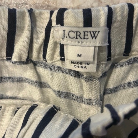 J.CREW Factory Linen Shorts Size Medium Tie Waist Striped Women's Beachy - Picture 2 of 7